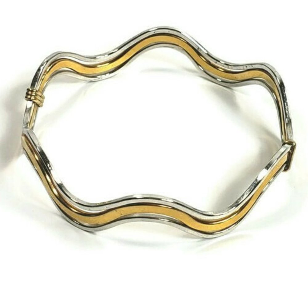 Vintage Avon Bangle Wavy Gold and Silver Tone - Picture 2 of 6